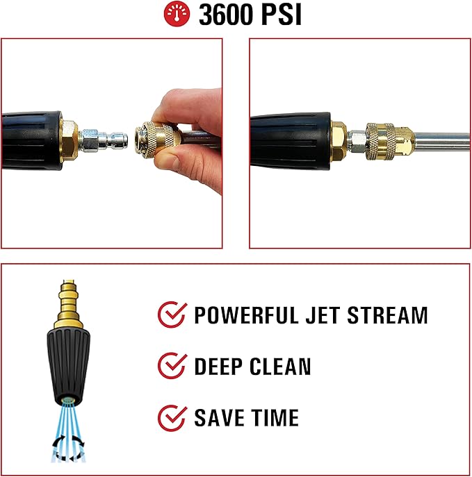Simpson Cleaning 80143 3600 PSI Universal Turbo Pressure Washer Nozzle, 1/4-Inch Quick Connect, Hot- or Cold-Water Use, Black