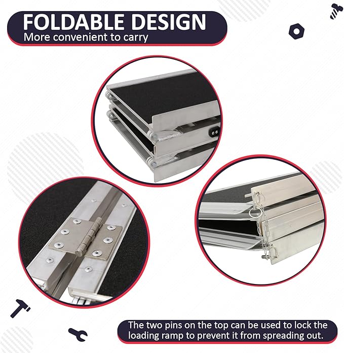 PENSUN 8FT Wheelchair Ramp, 96" L x 29" W Threshold Ramps, Non-Skid Portable Foldable Wheelchair Ramps for Steps, Lightweight with Handle, for Home, Stairs, Doorways, Curbs / 600lbs Capacity (8FT)