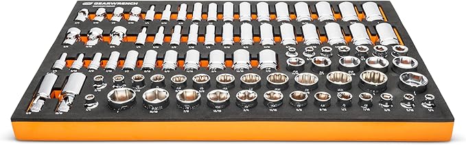 GEARWRENCH 85 Piece 3/8” Drive Master SAE Socket Set in Foam Storage Tray - GWMSSKT38SAE