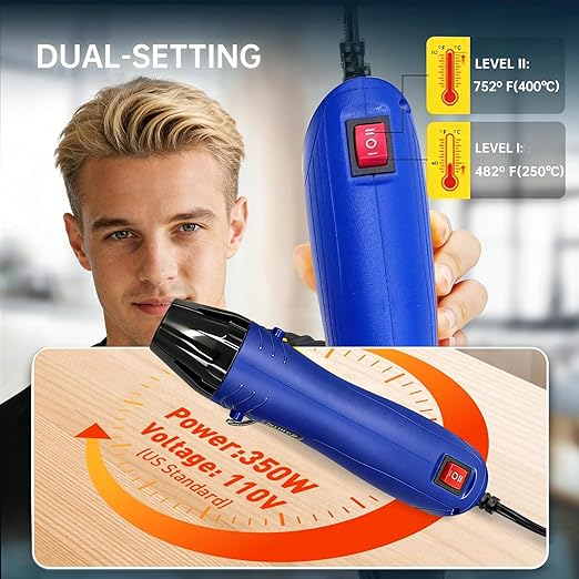 310PCS Solder Seal Wire Connectors Kit with Dual Temp Heat Gun, Heat Shrink Solder Butt Connectors Waterproof Electrical Terminals for Automotive Marine Boat RV Wiring Repair (310, Blue)