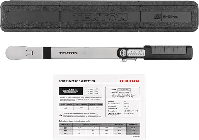 TEKTON 3/8 Inch Drive 72-Tooth Split Beam Torque Wrench (20-100 ft.-lb.) | TRQ62103