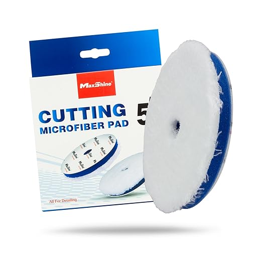 Maxshine 5" Universal Microfiber DA Cutting Pad – High-Performance Polishing Pad for Heavy Defect Removal – Hook & Loop Backing – Ideal for Paint Correction & Auto Detailing