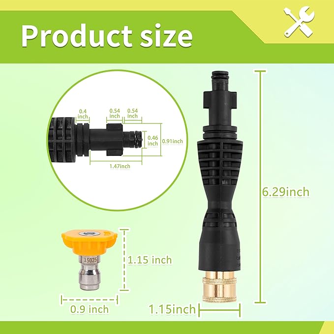 Foam Cannon, Wide Neck Snow Foam Lance with Replacement Adapter for Portland Husky and Ryobi Pressure Washer, Heavy Duty Power Washer Foam Blaster with 1/4 Inch Quick Connector, 5 Nozzle Tips