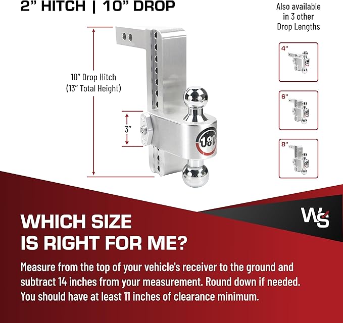 Weigh Safe CTB10-2-KA Drop Hitch Receiver: 2 Inches Adjustable