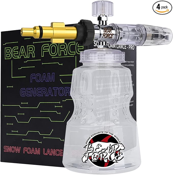 BEAR FORCE Pressure Washer Aluminium Foam Cannon Foam Generator Snow Foam Lance with 1.25mm & 1.10mm Orifice Nozzle for Lavor, for Sterwins, for Parkside Pressure Washer