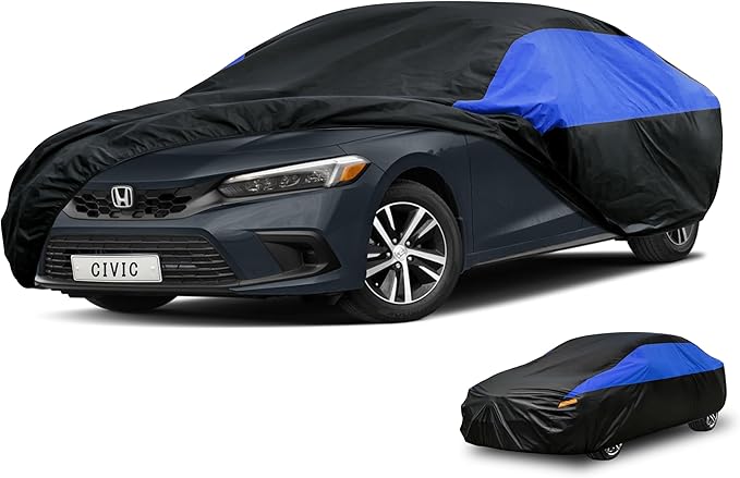 Honda Car Cover Custom Fit Honda Civic Waterproof All Weather, Lightweight Full Exterior Cover for Automobiles Outdoor Sun UV Rain Dust Snow Wind Protection.