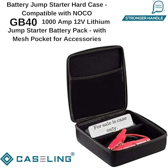caseling Hard EVA Case Fits Boost GB40, GB20, GB50 12V Lithium Jump Starters - Storage Bag for Car Battery Booster and Cables.