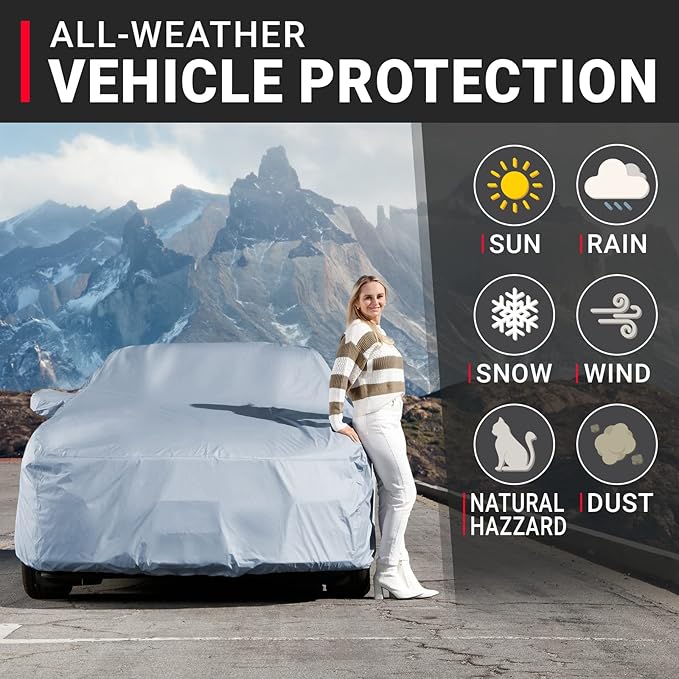 iCarCover Premium Car Cover for 1986-2009 Ford Taurus Wagon Heavy Duty Waterproof All-Weather Automobiles Custom Fit Indoor Outdoor UV Snow Protection Covers with Straps and Bag