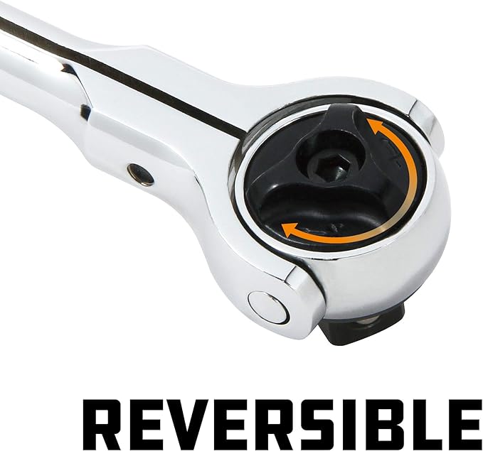 Powerbuilt Swivel Head Ratchet, 3/8 Inch Drive Hand Tools, Rotating, 72 Tooth 5 Degree Swing, Compact Tight Spaces - 649941