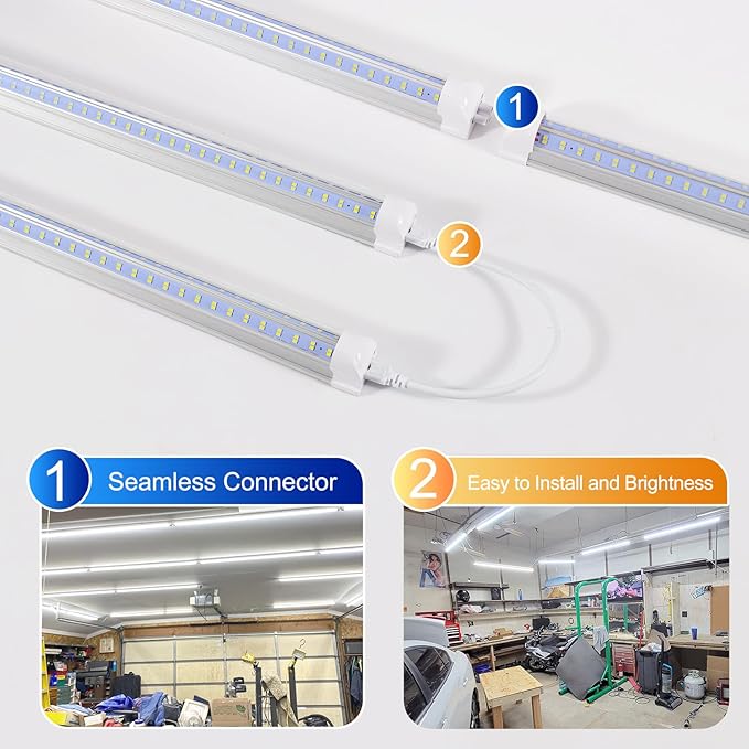 AQIQUUT 3FT Led Shop Light,3FT Lights 36W 6500K 5000LM Daylight,Led Shop Lights 110V Linkable Clear Cover Integrated V-Shape for Shop Garage Warehouse Workshop Commercial Bay Lighting(4-Pack)