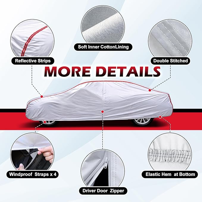Car Covers for Automobiles, 6 Layers Coupe Car Cover Universal Fit for Ford Mustang/Shelby, Chevy Camaro/C8, BMW M4/4 Series, Lexus RC/LC, Hyundai Genesis Coupe, GTR