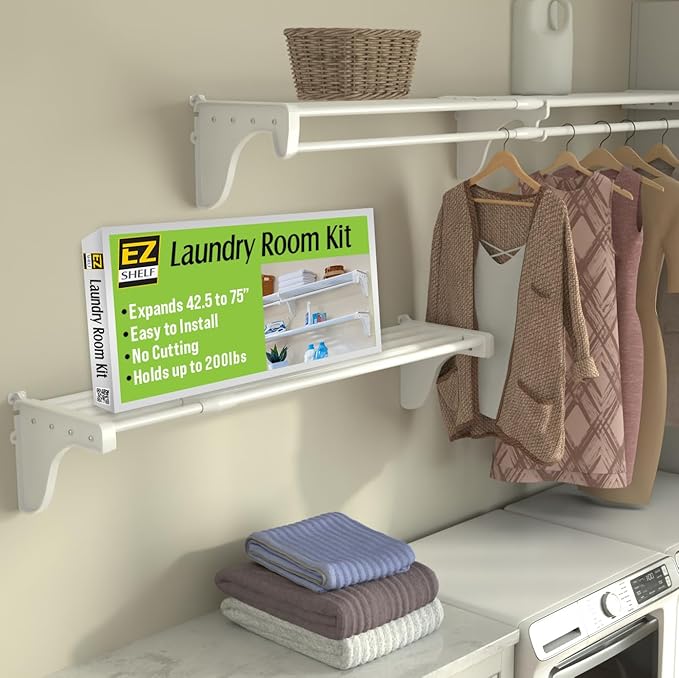 EZ Shelf Laundry Room Shelves (Silver, 40.5" -75")