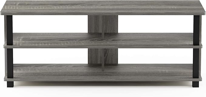 Furinno Turn-N-Tube Shoe Rack, 3-Tier Shoe Organizer, Compact Shoe Storage with Open Shelves, 15.5 x 41.1 x 15.8, for Closet Entryway, Office, Garage, French Oak/Black