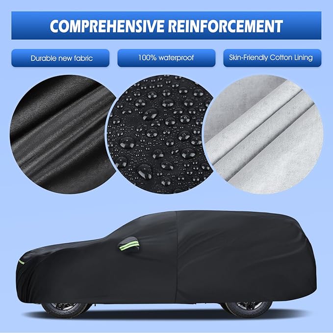Car Cover Custom Fit for Ford Explorer 1995-2026, Migaven Waterproof Full Exterior Cover Sun Rain Protection with Door Zipper and Cotton Lining