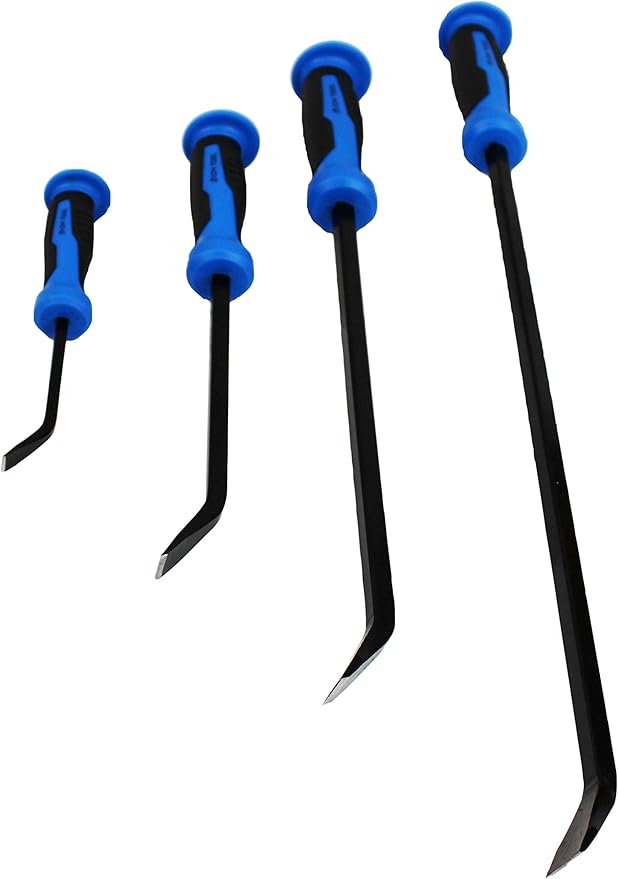 Pry Bar 4 Piece Set, 8-24 inch with Hammer Top