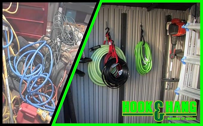 Hook & Hang Bungee Cords - Storage & Organization Cords - Hang Hoses, Cords, Ladders, Bikes, Tools & More. an Incredible Organizer! (3 PK, Yellow)