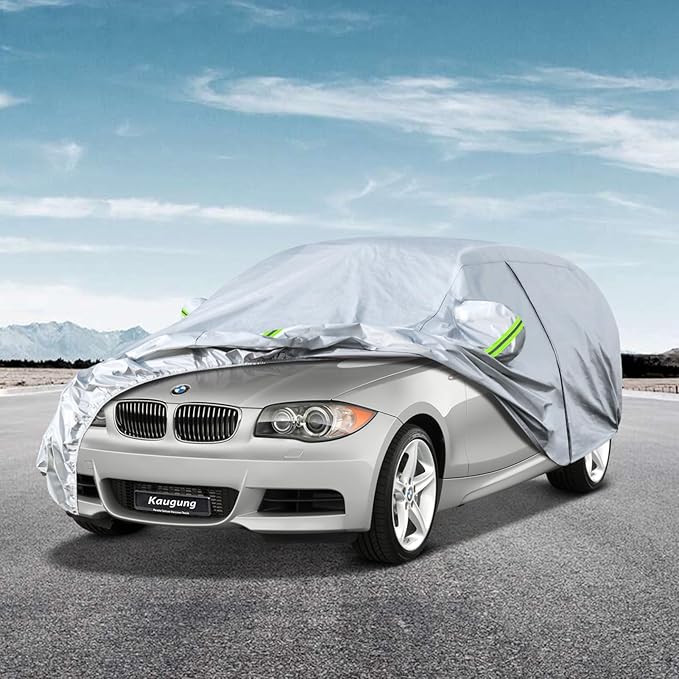 Kaugung 6 Layers Car Cover Custom Fit BMW E87 E88 F20 F21(2004-2025), Waterproof All Weather Resistant Outdoor Indoor Sun Rain Dust S Protection.(USA Warehouse,Within 3-7 Days) Silver
