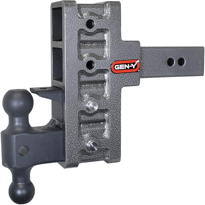 GEN-Y Hitch Offset Tow Hitch for 2.5" Receiver - 3" Rise/6" Drop with 4 Adjustable Positions, Includes Dual Ball Mount, Pintle Lock and Pins, 21,000 lbs Towing Capacity, 3,000 lbs Tongue Weight