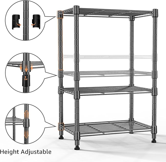 M MZG 450 lbs Steel Storage Shelving 3-Tier Utility Shelving Unit Steel Organizer Wire Rack for Home,Kitchen,Office (11.8" D x 17.7" W x 26.3" H)