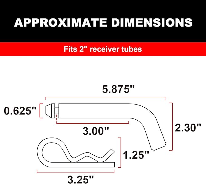 TCE Trailer Hitch Pin and Clip,5/8 Diameter Hitch Pin Fit for 2 Inch Receiver,Towing Hitch Accessories,ATRLY2101U