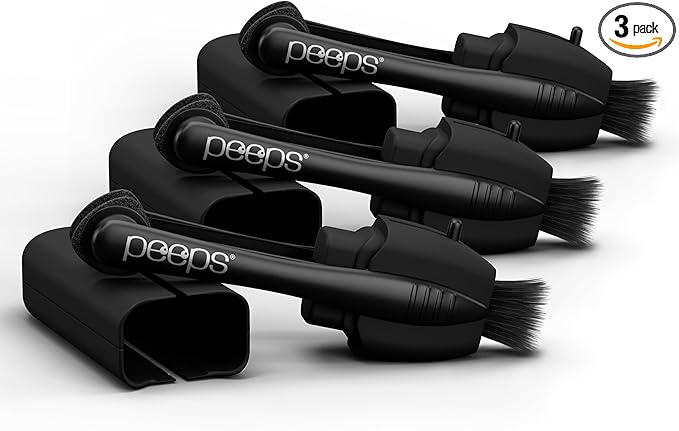 Peeps Glasses Cleaner - for Eyeglasses, Reading Glasses, and More - Lens Cleaner with Carbon Microfiber Tech-Soft Touch Black-3 Count (Pack of 1)