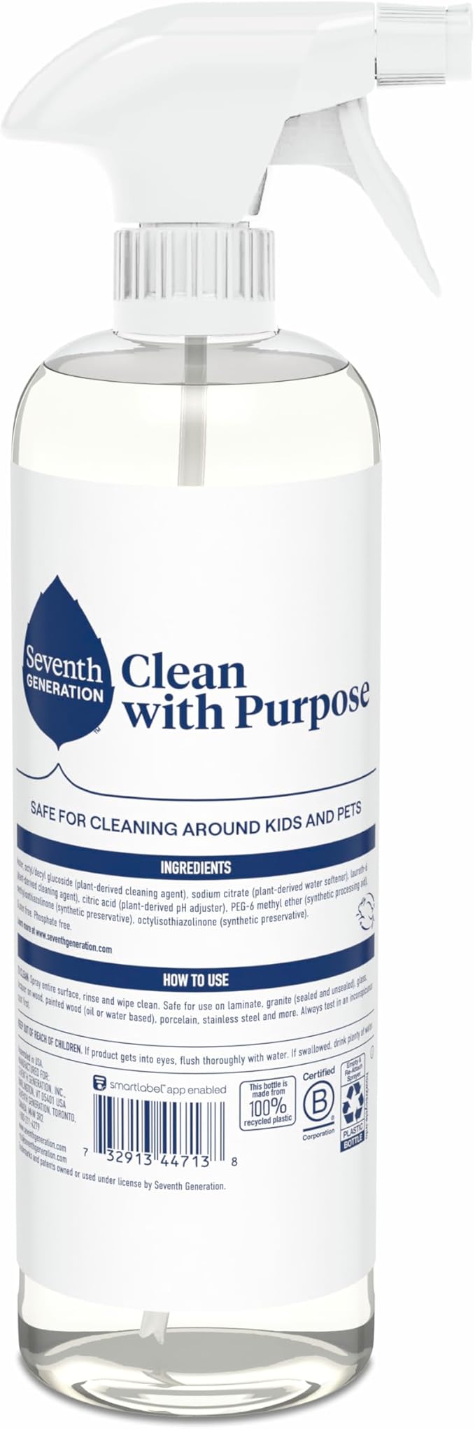 Seventh Generation All Purpose Cleaner,Biodegradable Formula,Free & Clear,23 oz,(Pack of 8)