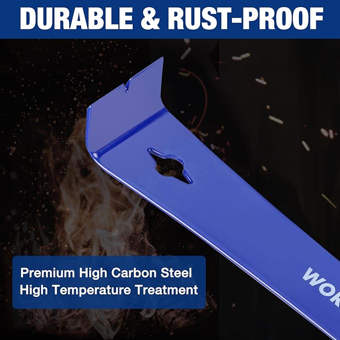 WORKPRO Pry Bar and Nail Punch Set, 5-1/2" Mini Pry Bar, 12" Prybar, 5" Nail Setter, 3-IN-1 Utility Claw Bar for prying, scraping, lifting, pulling, Perfect for Home Remolding & Woodworking