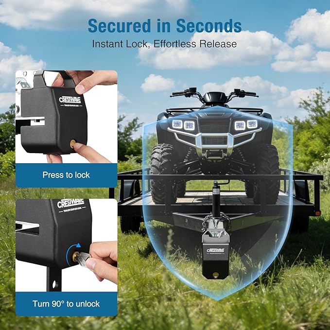 Trailer Hitch Lock - Universal Anti-Theft Coupler Lock for 2" & 2-5/16" Ball, High-Security Hardened Steel with Weather-Resistant Cover, Towing Accessories for RV, Boat, Cargo & Travel Trailer