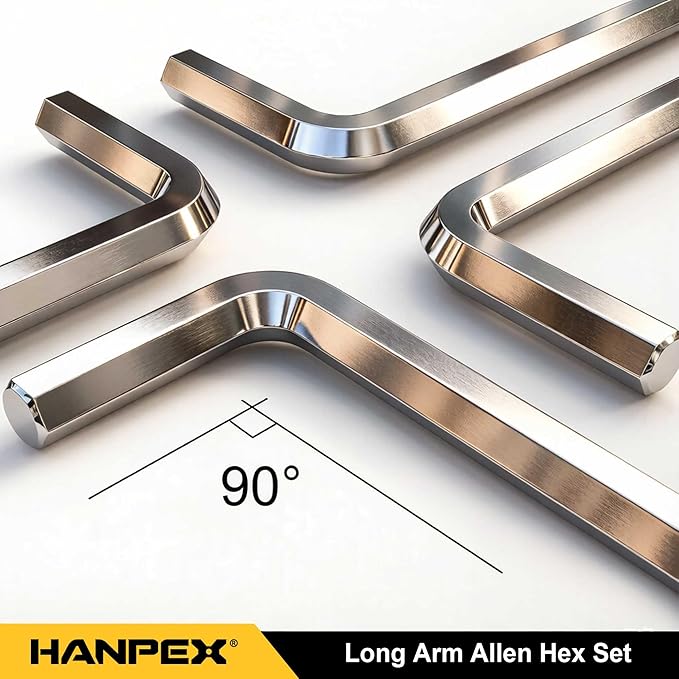 Long Arm Hex Key Allen Wrench Set with Ball End, Ball-End Hex Allen Key Set Chrome Vanadium Steel(Cr-V), Tamperproof TORX L- Key Set (9Pc Metric)
