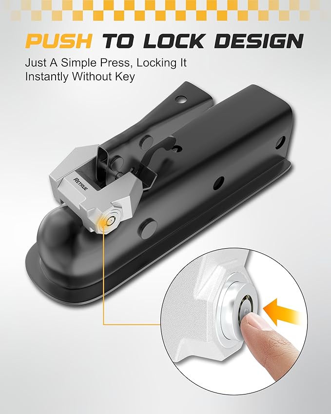 RETRUE Cyber Lock™ Heavy Duty Trailer Coupler Lock, Upgraded Trailer Lock with Extra Wide 1.2" Span & 1/4" Diameter, Anti-Theft Tongue Locks for RVs, Boats,Trucks –Tow Hitch Security Accessory-Silver