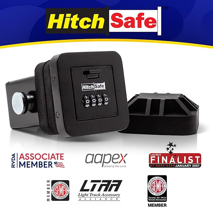 HitchSafe HS7000 Key Vault | Hidden Trailer Hitch Safe for Secure Key Storage | CarShare Turo | Weather Resistant and Durable with 4-Digit Combination Lock for Cars, Trucks, and SUVs