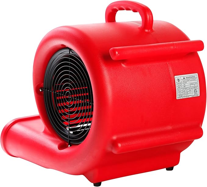 Mounto 1/3hp Air Mover 2000cfm Carpet Dryer Blower Floor Drying Fan - 3-Speed Air Mover w/Dual GFCI Outlet, 25ft Power Cord for Drying, Cooling, Air Circulation (Red)