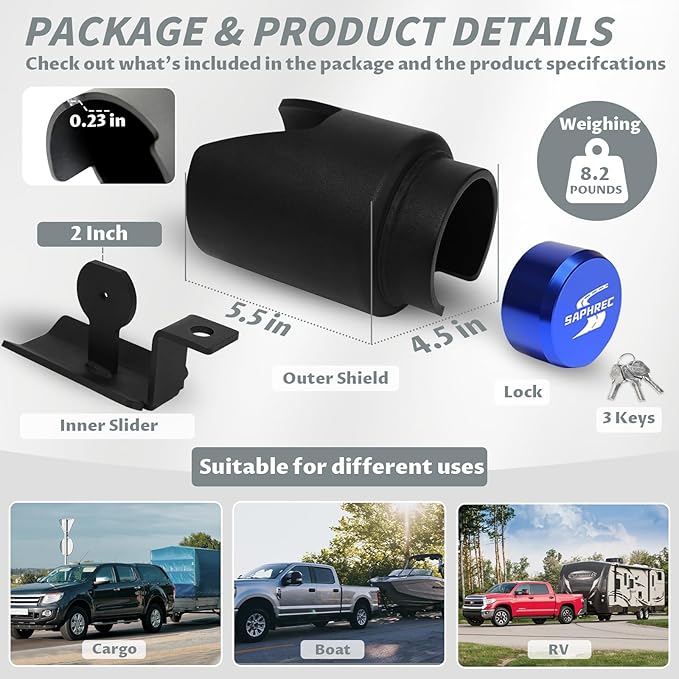 Upgraded Trailer Lock, Fits 2 Inch Coupler Heavy Duty Anti-Theft Trailer Hitch Lock, Accessories for RV/Boat/Trailer Model 2025