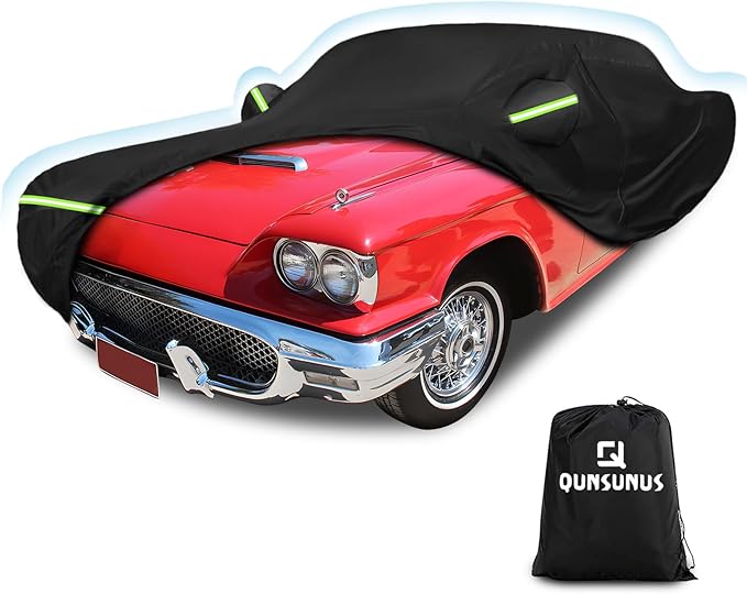 QUNSUNUS Car Cover for Ford Thunderbird 1958-1971 and 1977-1979, Waterproof All Weather 420D Windproof for Ford Thunderbird Car Cover Hail Protection with Zipper