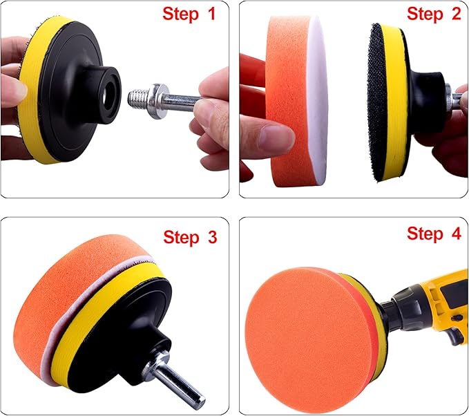 SIQUK 23 Pieces 6 Inch Buffing Pads Car Polisher Bonnets Foam Polishing Pad Kit Wax Buffer Polish Pads Car Buffer Attachment for Drill