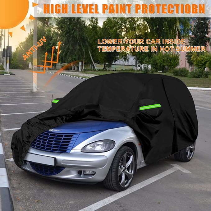 Waterproof Car Cover Replace for 2001-2010 Chrysler PT Cruiser, 6 Layers All Weather Car Covers with Zipper Door & Windproof Bands for Snow Rain Dust Hail Protection (PT Cruiser)
