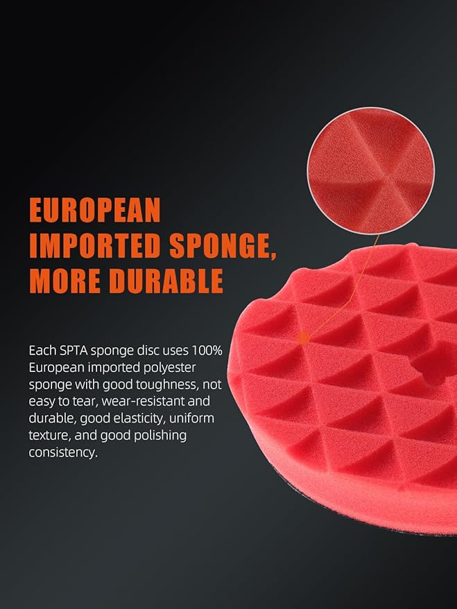 Buffing Polishing Pads, SPTA 6 Inch 150mm Body Repair Polishing Pad Set Made for 6 Inch Backing Plate, 6 Pcs Buffing Pads with Sponge, Wool and Micro-Fiber Pad Set for Car Detailing polishing Buffing