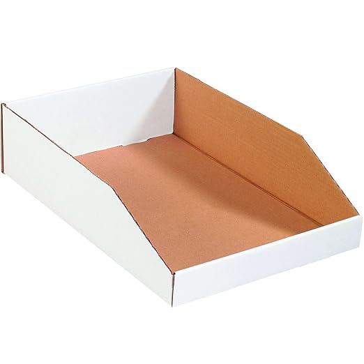 Box USA BBINMT1224 Open Top Bin Boxes, 12" x 24" x 4-1/2", Oyster White (Pack of 50)
