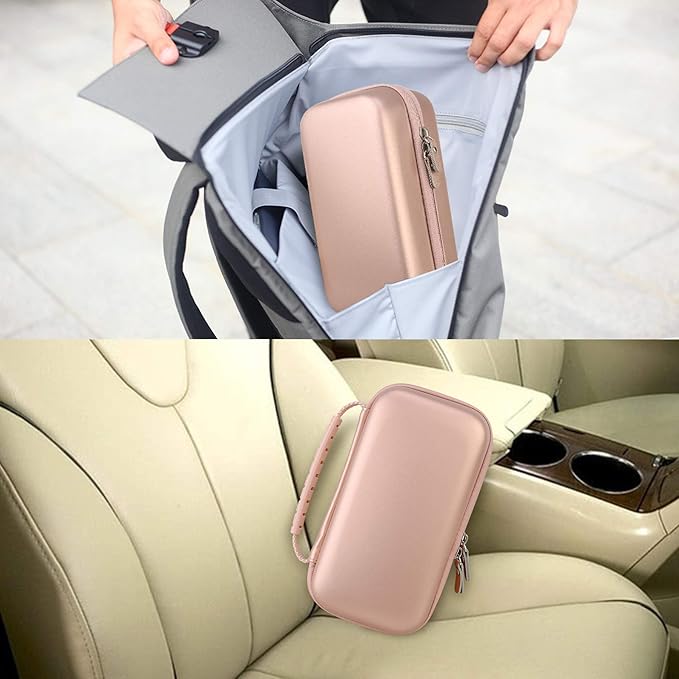 Canboc Hard Carrying Case for Halo Bolt Air 58830 mWh/Halo Bolt Air+ 55500/HALO Bolt Air+ 1750 Portable Car Battery Jump Starter, Mesh Bag fit Jump Cables, AC Outlet, Charger, Rose Gold