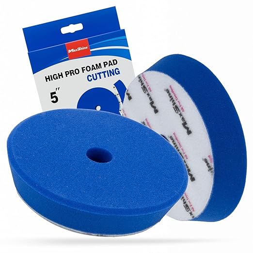 Maxshine 5” Universal High Pro Cutting Foam Pad – Compatible with DA & Rotary Polishers – Professional Detailing Pad for Swirl & Oxidation Removal – Washable & Reusable – Hook & Loop Backing