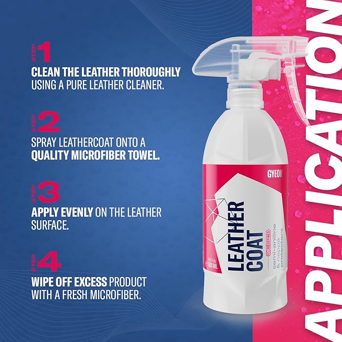 Gyeon Leather Coat Car Leather Protector Invisible Hydrophobic Ceramic Coating for Upholstery Interior UV Protection Stain Repellent Easy Dye Removal Durable Leather Shield Detailer