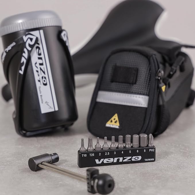 Venzo 1/4 Inch Driver Beam Torque Wrench Set - 2 to 10 Nm - Small Adjustable - Great Maintenance Tool for MTB, Mountain, Road Bike & Motorcycle - Bicycle Carbon Parts Essential Tool