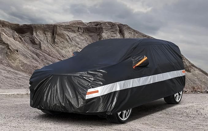 10 Layers Car Cover Waterproof All Weather for SUV,100% Waterproof Outdoor Car Covers Rain Snow UV Dust Protection. Custom Fit for BMW X3, Audi Q5, Nissan Rogue, Chevy Equinox,etc