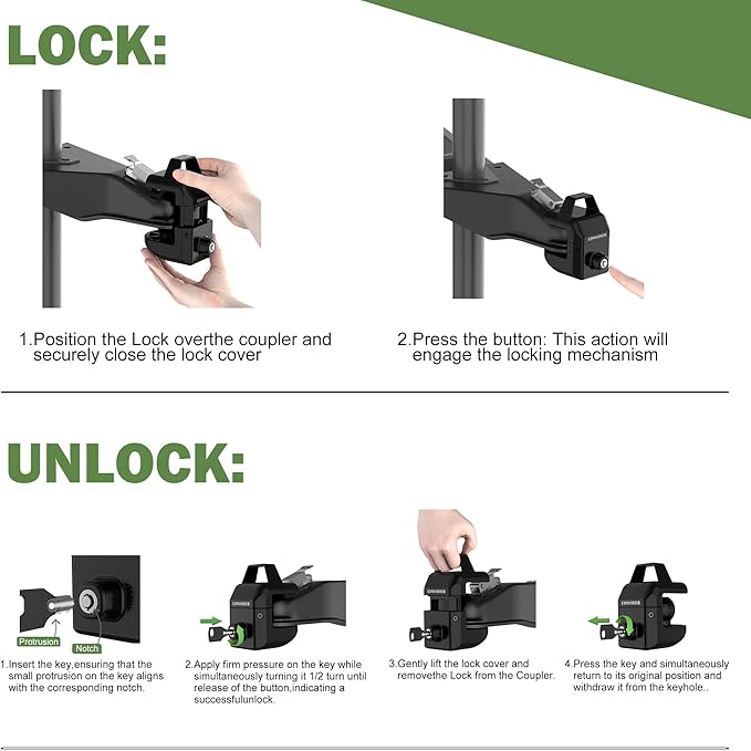 Trailer Coupler Lock N-LOK1 Heavy Duty Hitch Locks with Keys,Anti Theft RV Locks,ONLY Fit 2" Ball Coupler (2")