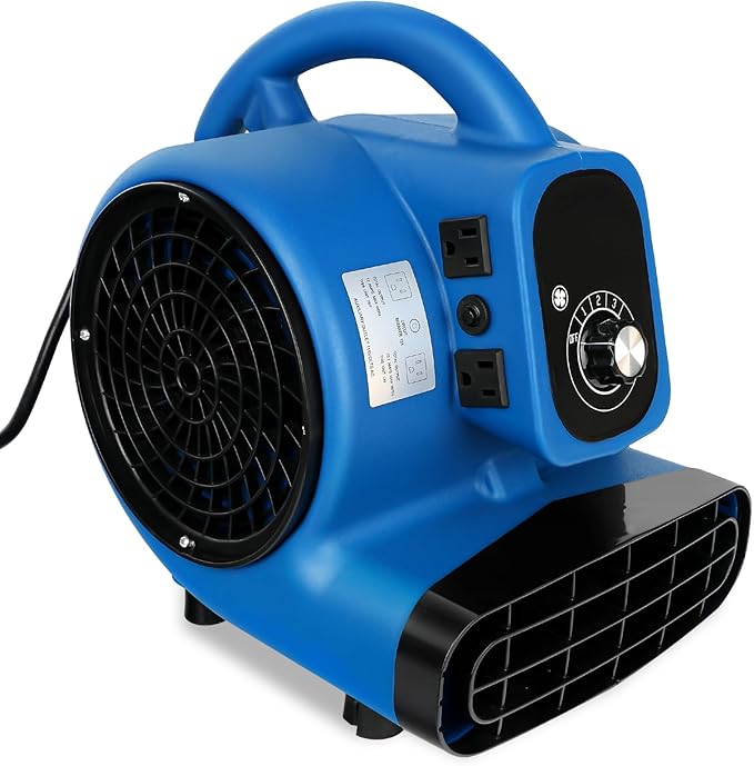 Air Mover, 1/4 HP 1000 CFM Carpet Dryer for Cooling and Ventilating, Portable Floor Blower Fan with 4 Blowing Angles and Time Function, for Janitorial, Home, Commercial Use