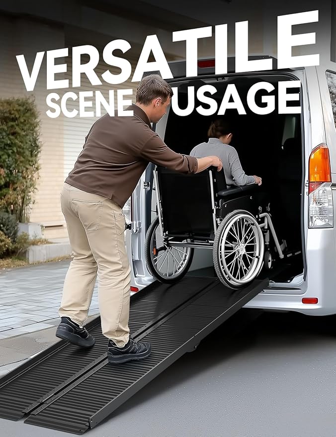 Black Aluminum Ramp 6FT, With Non-Slip Surface Wheelchair Ramp, Folding Portable Wheelchair Ramps for Home Steps,Scooter Ramp for Car, Stairs, Doorways, Curbs, 800 LBS Weight Capacity, 28.3" W x 72" L