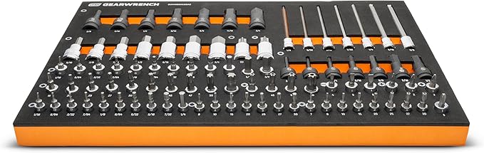 GEARWRENCH 88 Piece 1/4”, 3/8”, 1/2” Drive SAE Bit Socket Set in Foam Storage Tray - GWMSBSKCBSAE