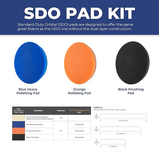 Lake Country 3-pack of 5.5" SDO Foam Polishing Pads Premium Standard Duty Orbital Polishing Pads for Painted Surfaces. (Fits 5" backing plate)