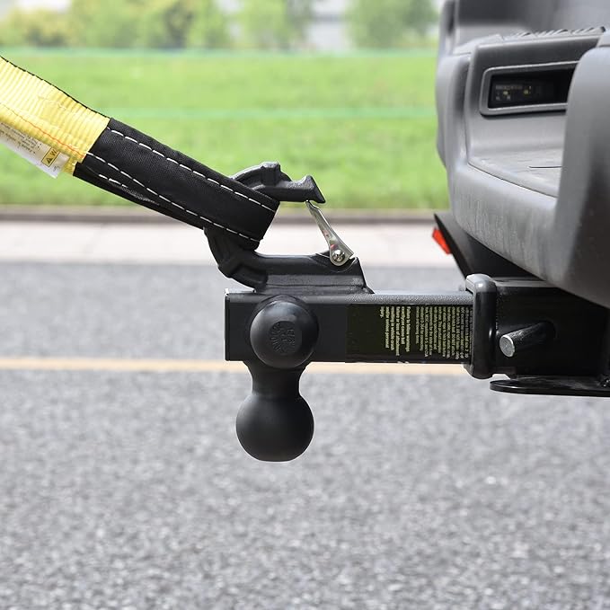 Patented Forged Trailer Hitch Tri-Ball Hitch with Hook: 3 Sizes in 1 Tow Ball Hitch, Fits 2-inch Hitch Receiver, Secure Locking Mechanism, Matt Black
