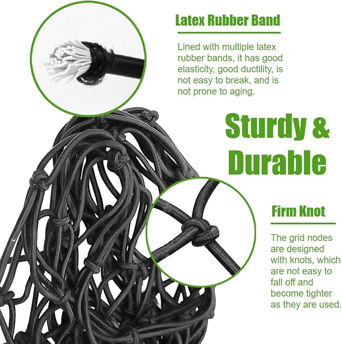 WSSROGY 4' x 6' Cargo Net Stretches to 6' x 12', Heavy Duty Cargo Netting for Pickup Truck Bed, Roof Rack Net with Hooks Carabiners